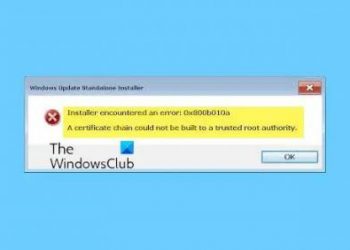 Исправить ошибку установки 0x800b010a в Центре обновления Windows.