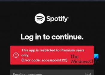 Исправить код ошибки точки доступа 22 на Spotify