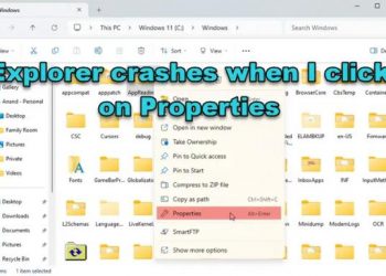 Всякий раз, когда я нажимаю «Свойства», в Windows 11/10 происходит сбой Проводника.