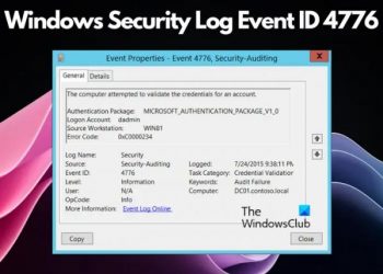 Код события 4776. Компьютер попытался проверить учетные данные.