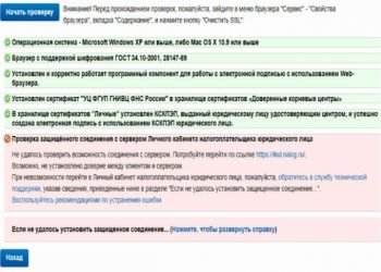 Проверка защищенного соединения с сервером личного кабинета индивидуального предпринимателя