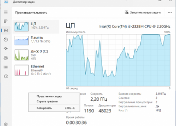 В Диспетчере задач Windows 11 не отображается модуль GPU
