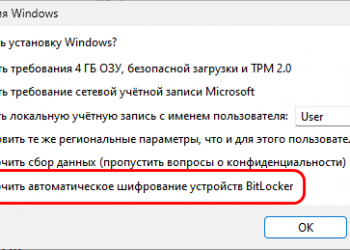 Как запретить автоматическое шифрование диска при установке Windows 10 или 11 на современные ПК