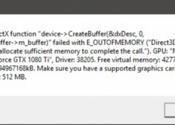 Ошибка «DirectX не удалось выделить достаточно памяти для завершения вызова»