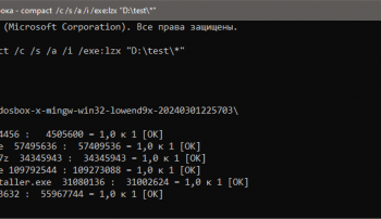 Главные ключи и некоторые особенности LZX-сжатия в Windows 10 и 11